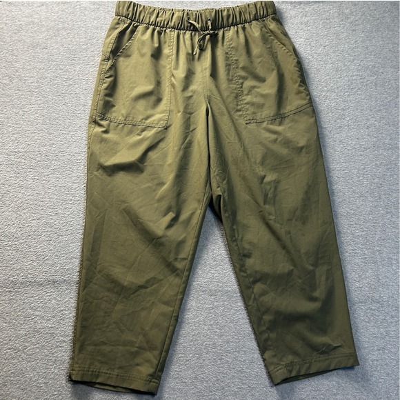 Old Navy Pants - Old Navy Athletic Hiking Pants StretchTech Womens Large Olive Green Cropped